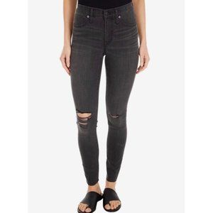 MADEWELL Washed Black 9" Mid-Rise Waist Distressed Raw-Hem Skinny Jeans Size 25